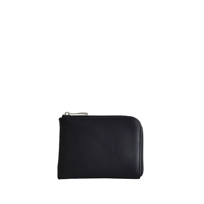 【super soft】L-Zip Mini Wallet in Black — Slim Cowhide Leather Wallet with 10 Card Slots, Made in Japan
