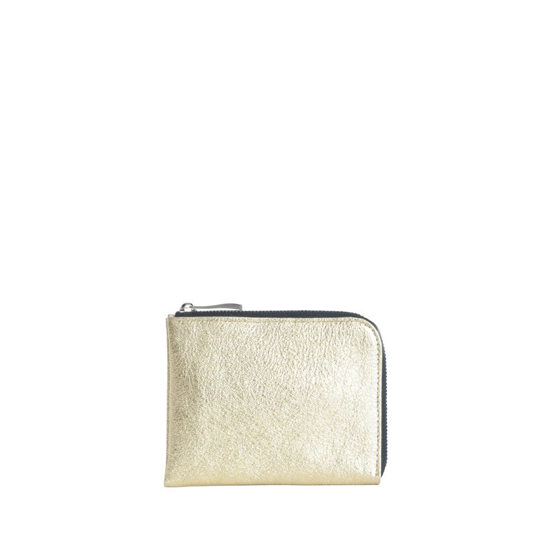 【ritz】L-Zip Mini Wallet in Gold — Slim Metallic Goat Leather Wallet, Made in Japan
