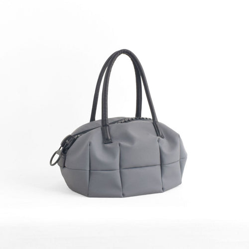 【25bis】Omanju Tote in Grey — Waterproof Tote Bag with Super Soft Leather Handles and Iconic 25bis Zipper, Made in Japan
