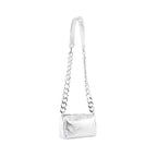 【incas】Chain Multi-Way Pochette S in Silver — Metallic Foil Cowhide Leather Bag with ABS Resin Chain, Made in Japan
