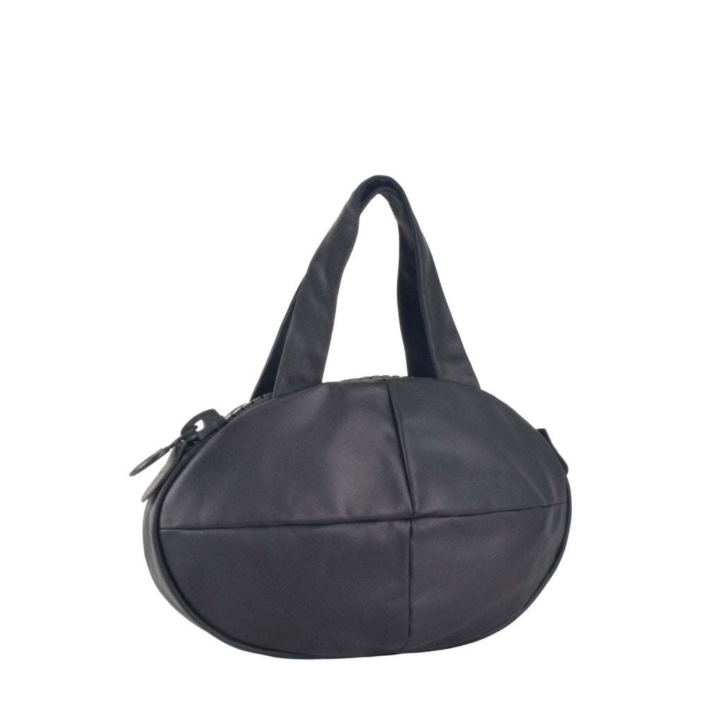 【25bis】Oval Tote in Black — Iconic Leather Tote with Oversized 25bis Zipper, A4 Capacity, Pouch-Stitched Handles, Made in Japan