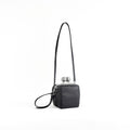 【kuchigane】Dice Pochette in Black — Kiss-Lock Leather Cubic Crossbody Bag, Converts to Waist Pouch, Made in Japan
