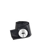 button｜Curve Belt in Black — Oversized Shell Button Leather Belt with Zipper Fit, Made in Japan
