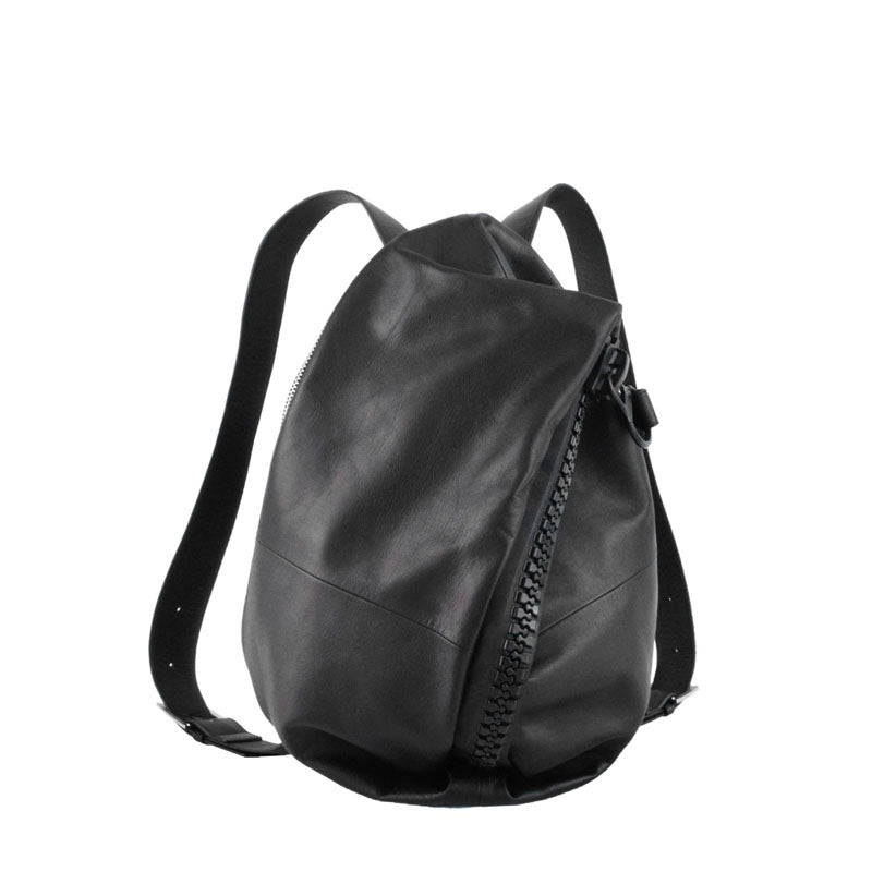 【25bis】Soft Leather Backpack with Iconic Industrial Zipper and Wetsuit Back Panel, Made in Japan
