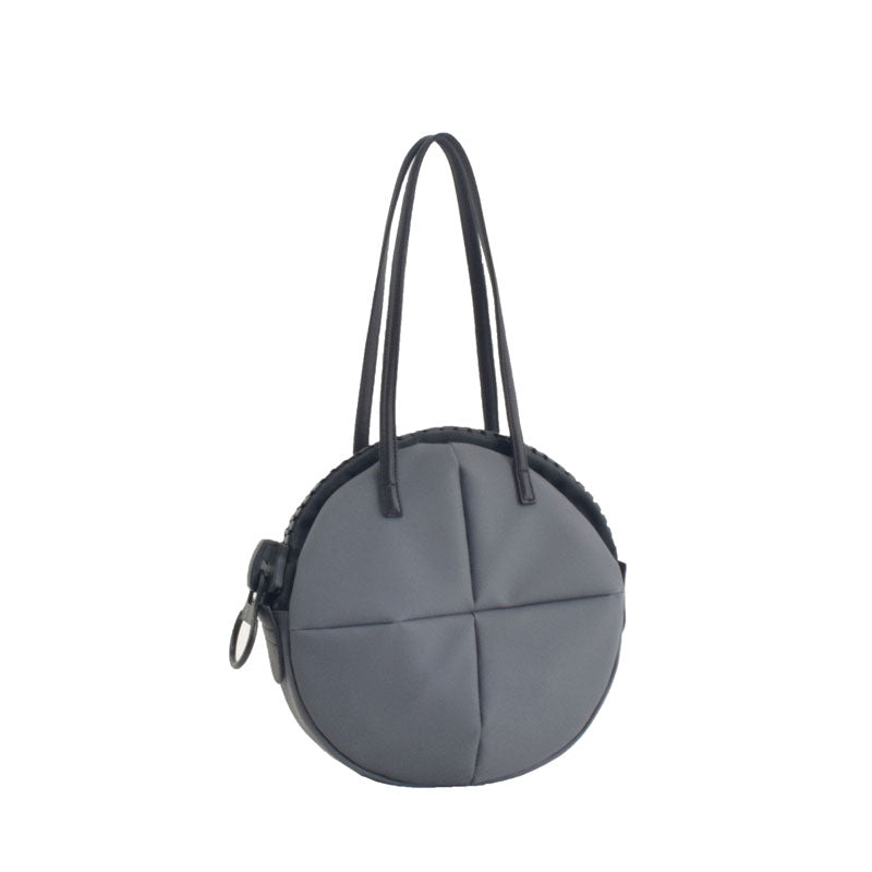 25bis｜rubber-cho｜Circle Tote in Grey — Waterproof with Super Soft Leather Handles, Made in Japan
